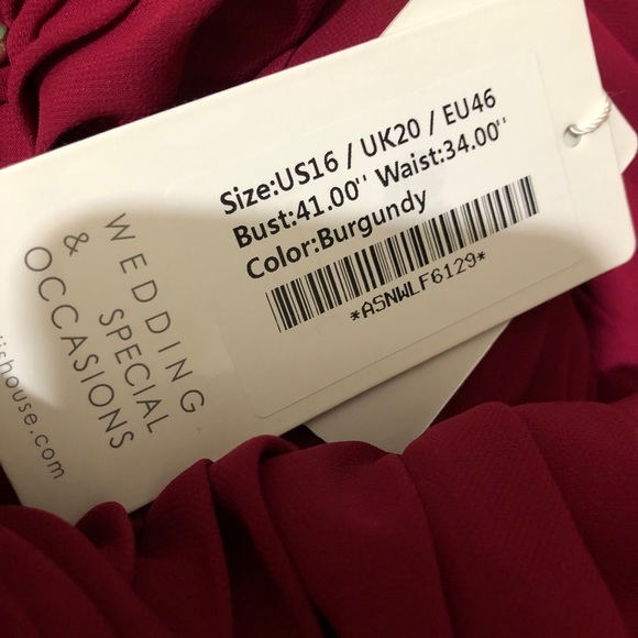 JJs House Burgundy Chiffon One shoulder maxi 16 - Picture 5 of 9